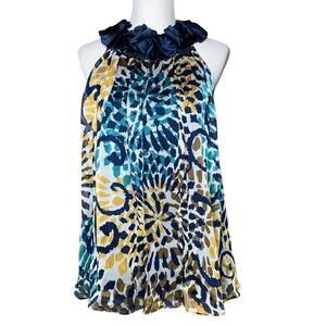 Sharon Couture Gathered Neckline Lined Flowy Top Sz Small